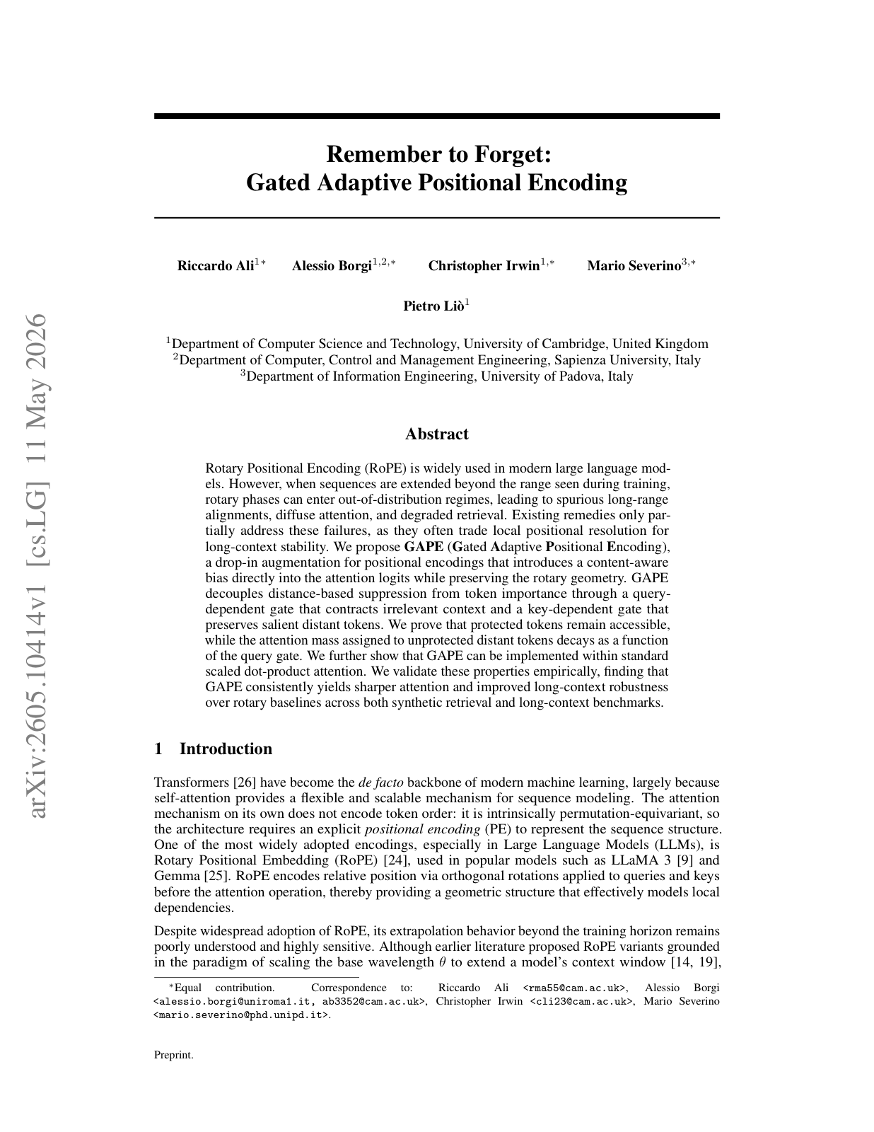 First page of the GAPE paper